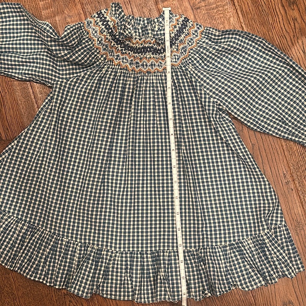 Doen - Long Sleeve Smocked, Blue, Plaid Dress - Size 2T - Picture 5 of 5